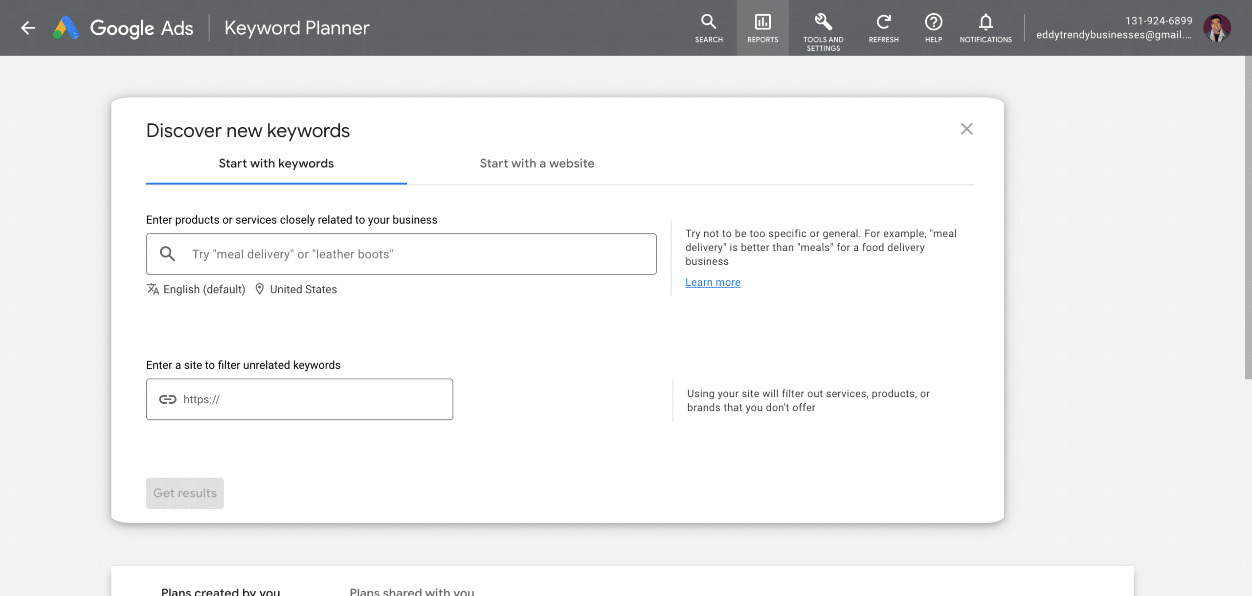 Google Zoekwoordplanner