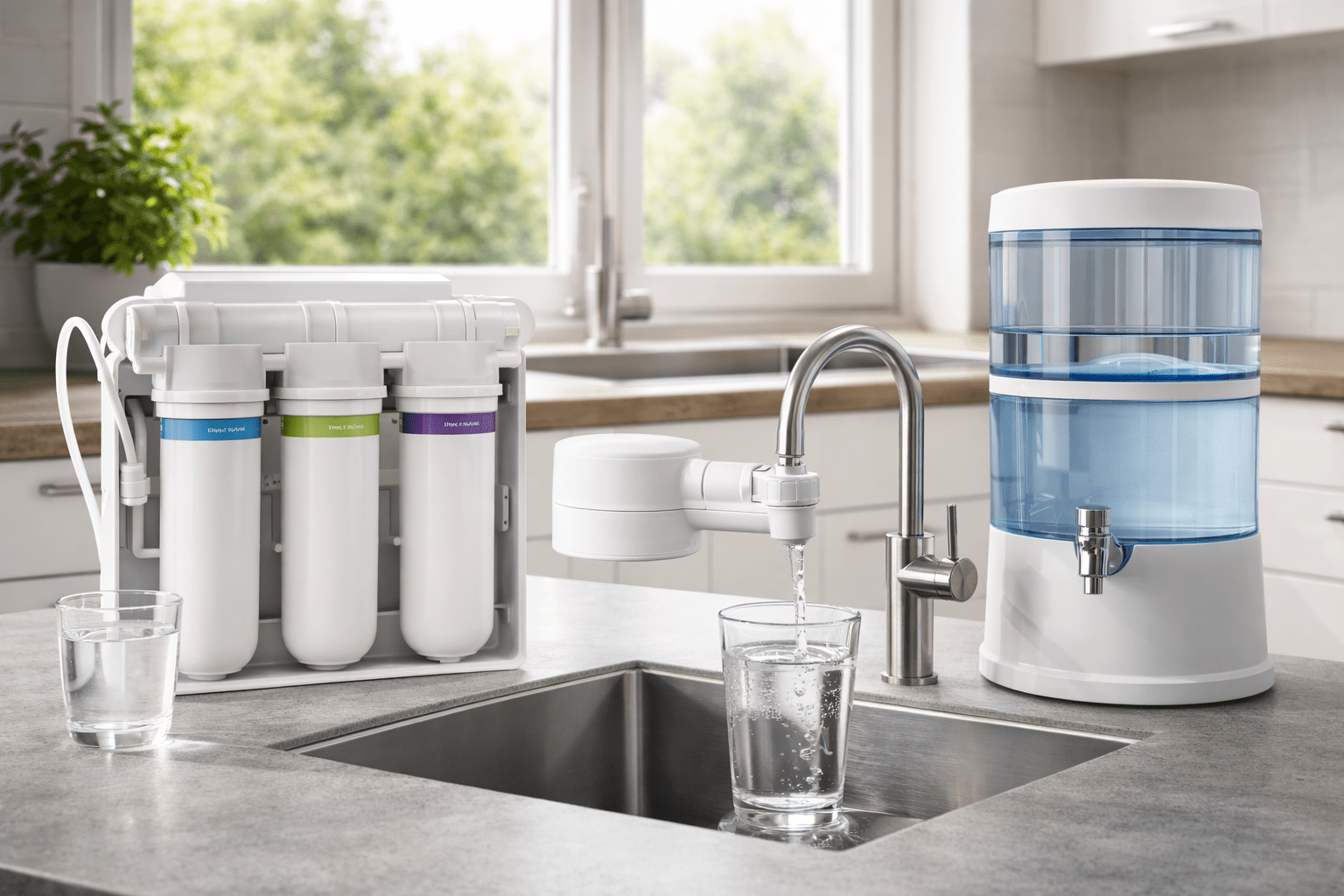 Vergelijking van waterfilters voor thuis inclusief onderbouw en kraanfilters voor schoon drinkwater